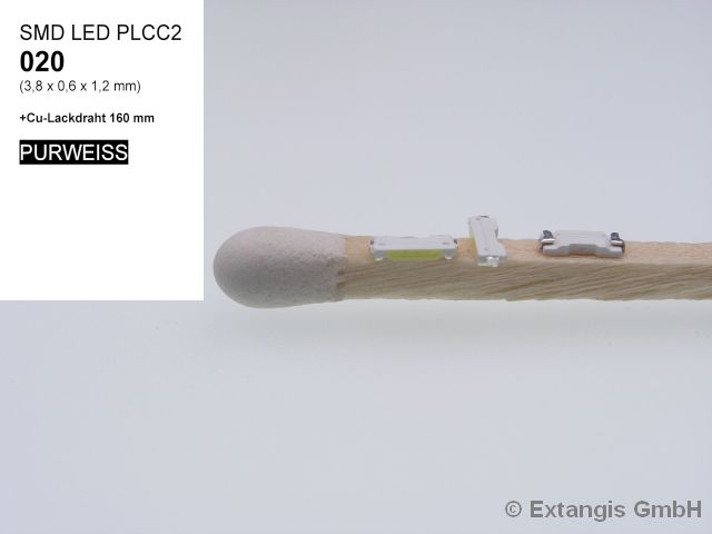 Miniaturansicht 2  - SMD LED Mini PLCC-2 020 PUR WEISS +Cu-Draht +Microlitze +Litze white 3.8x0.6x1.2