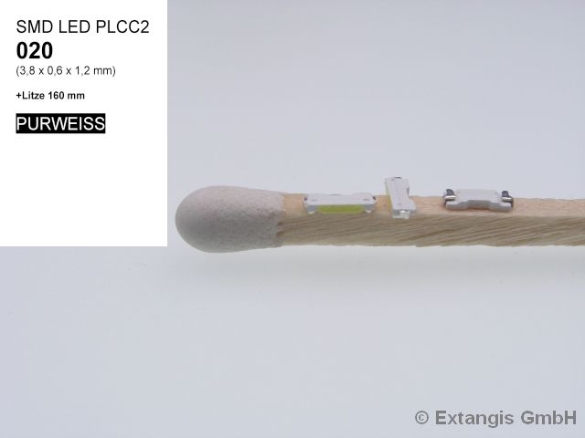 Miniaturansicht 4  - SMD LED Mini PLCC-2 020 PUR WEISS +Cu-Draht +Microlitze +Litze white 3.8x0.6x1.2